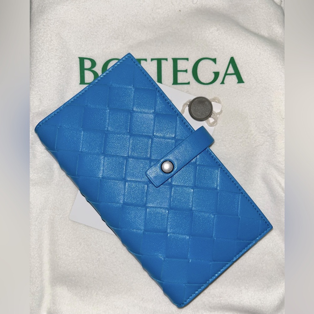 Bottega Veneta Blue Tech Gadgets Intricate Leather Phone Card Case New Condition - Picture 4 of 5
